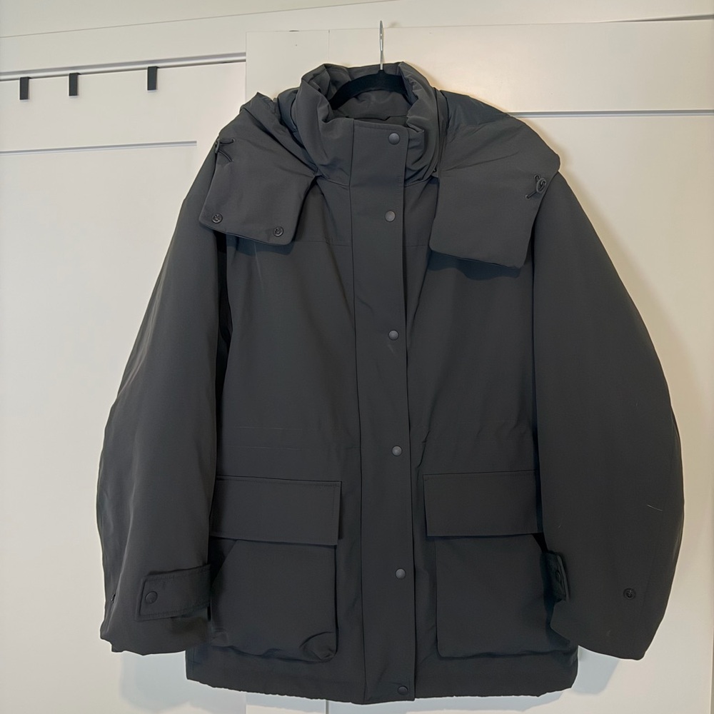 Uniqlo Black Women's Parka Winter Coat with Removable Hood